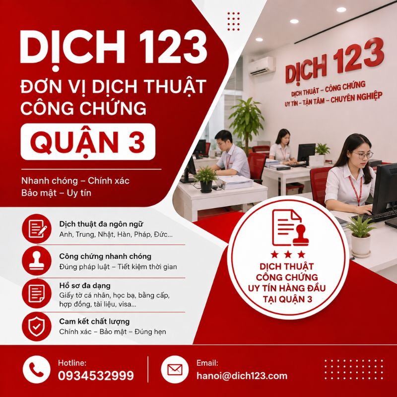 Dịch 123 đơn vị dịch thuật công chứng quận 3
