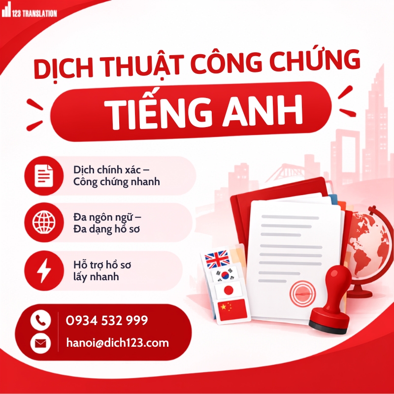 Dịch thuật công chứng tiếng Anh