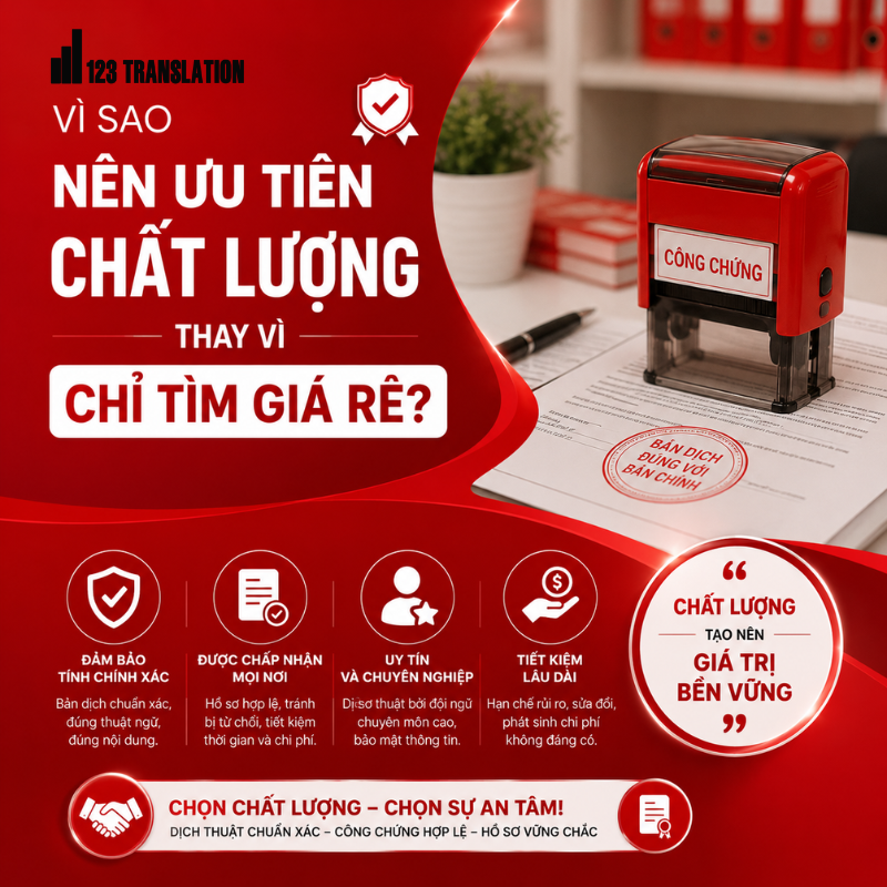 Lựa chọn Văn phòng dịch thuật công chứng Long Biên giá tốt với quy trình chuyên nghiệp giúp hạn chế sai sót và đảm bảo bản dịch đáp ứng đúng yêu cầu sử dụng.